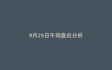 9月25日午间盘后分析