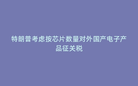 特朗普考虑按芯片数量对外国产电子产品征关税