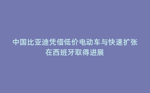 中国比亚迪凭借低价电动车与快速扩张在西班牙取得进展