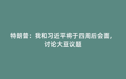 特朗普：我和习近平将于四周后会面，讨论大豆议题