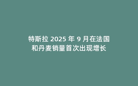 特斯拉 2025 年 9 月在法国和丹麦销量首次出现增长