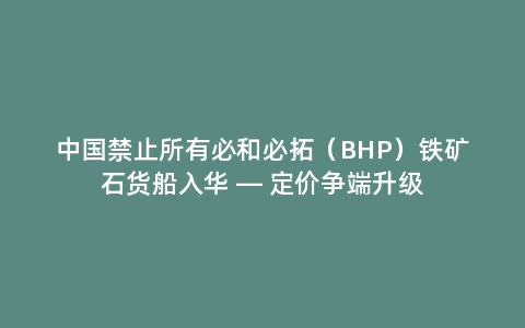中国禁止所有必和必拓（BHP）铁矿石货船入华 — 定价争端升级