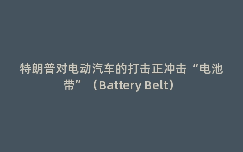 特朗普对电动汽车的打击正冲击“电池带”(Battery Belt)