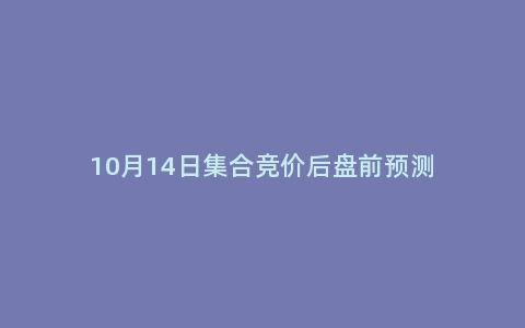 10月14日集合竞价后盘前预测