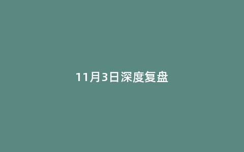 11月3日深度复盘