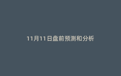 11月11日盘前预测和分析