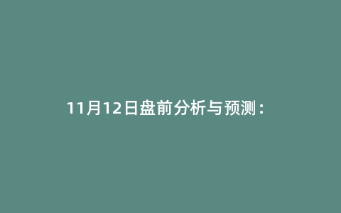 11月12日盘前分析与预测: