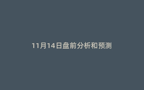11月14日盘前分析和预测