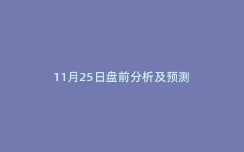 11月25日盘前分析及预测